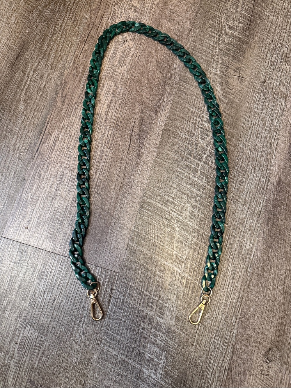 Emerald Green Chain Strap with Gold Clips for Crossbody Bags